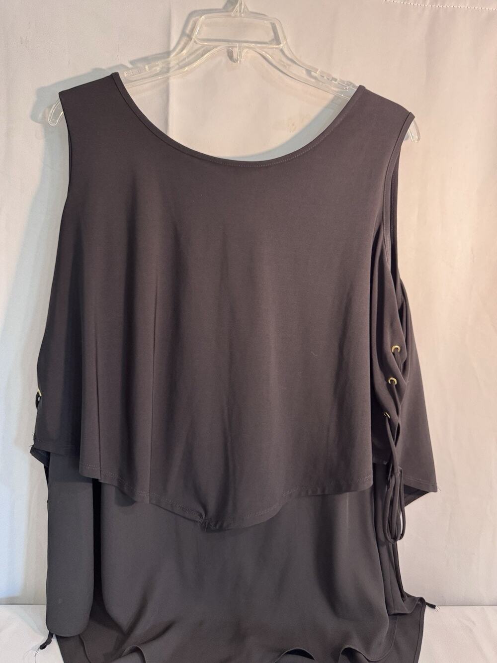 Cato Plus High Low Top (22/24) Black Sleeveless Side Tie Accents J51